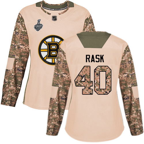 Adidas Bruins #40 Tuukka Rask Camo Authentic 2017 Veterans Day Stanley Cup Final Bound Women's Stitched NHL Jersey